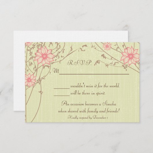 Roze ventilatorreactiekaart RSVP kaartje (Voorkant / Achterkant)