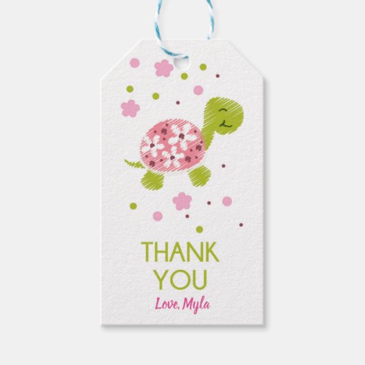 Roze ventilatorschildpad Label Cadeaulabel (Voorkant)