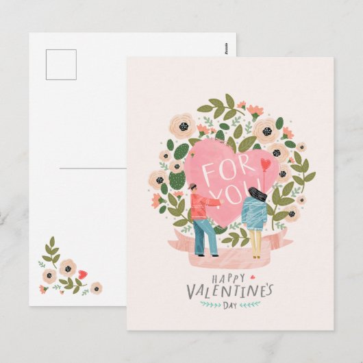 Roze ventilatorValentijn Feestdagenkaart (Voorkant / Achterkant)