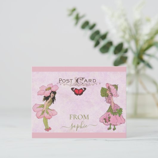 Roze  ventilatorvet briefkaart (Staand voorkant)