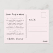 Roze Verander de datum Uitgestelde aankondiging va Briefkaart (Achterkant)
