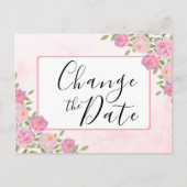 Roze Verander de datum Uitgestelde aankondiging va Briefkaart (Voorkant)