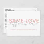 Roze Verander de datum van de bruiloft typografie  Aankondigingskaart (Voorkant / Achterkant)