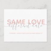 Roze Verander de datum van de bruiloft typografie  Aankondigingskaart (Voorkant)