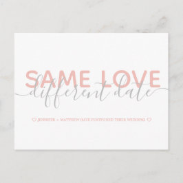 Roze Verander de datum van de bruiloft typografie  Aankondigingskaart