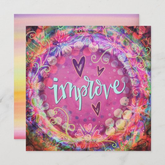  roze verbeteren bloemaanmoediging bedankkaart (Voorkant / Achterkant)