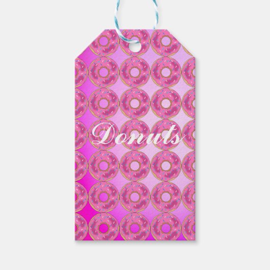 Roze, verbluffende roze donuts cadeaulabel (Voorkant)