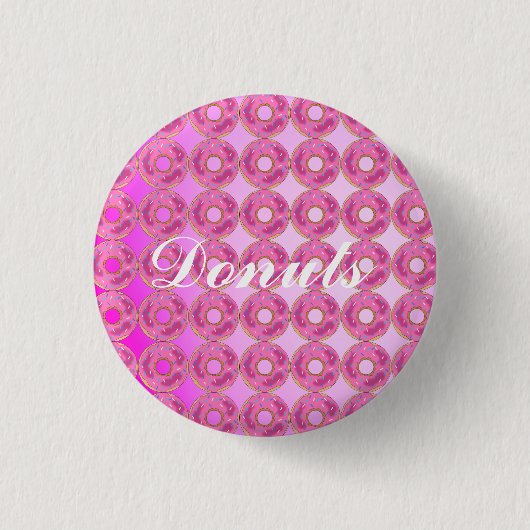 Roze, verbluffende roze donuts ronde button 3,2 cm (Voorkant)