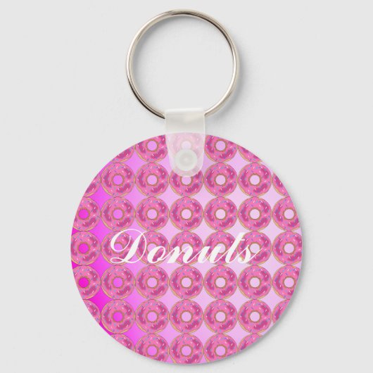Roze, verbluffende roze donuts sleutelhanger (Voorkant)