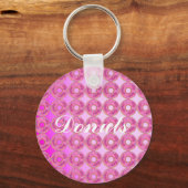 Roze, verbluffende roze donuts sleutelhanger (Voorkant)