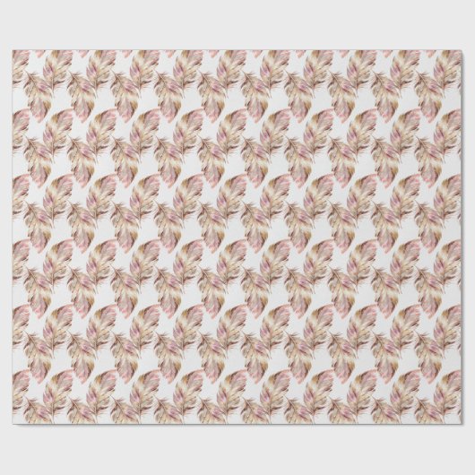 Roze veren cadeaupapier (Vlak)