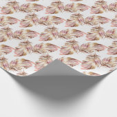 Roze veren cadeaupapier (Hoek)