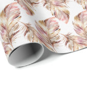 Roze veren cadeaupapier (Rol Hoek)