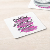 roze veren dankbaar gezegend kartonnen onderzetters (Schuin)