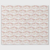 Roze veren en bladeren cadeaupapier (Vlak)