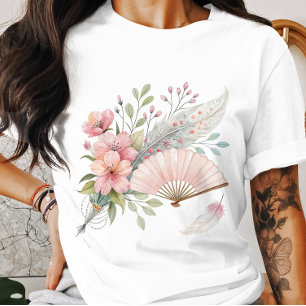 Roze veren en fan T-shirt