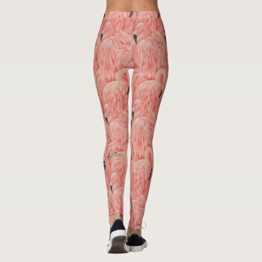 Roze veren flamingo leggings yogabroek (Achterkant)