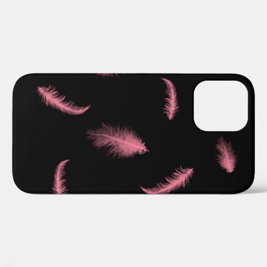 Roze veren op zwart Case-Mate iPhone case (Achterkant (horizontaal))