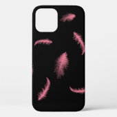 Roze veren op zwart Case-Mate iPhone case (Achterkant)