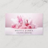 Roze veren schoonmaak Diensten Huishoudster Visitekaartje (Voorkant)