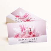 Roze veren schoonmaak Diensten Huishoudster Visitekaartje