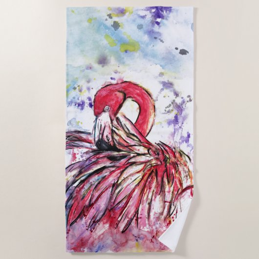 Roze veren strandlaken (Voorkant)