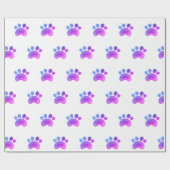 Roze verf drukinkt Kat Dog Dierenvoetafdruk Cadeaupapier (Vlak)