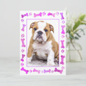 Roze verf drukt nieuwe poethoningdouche kaart (Staand voorkant)