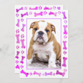 Roze verf drukt nieuwe poethoningdouche kaart (Voorkant / Achterkant)