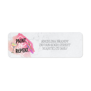 Roze verf en Sip Bachelorette Party Return Address Etiket