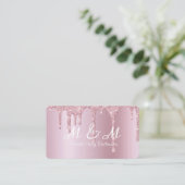 Roze Verf Glitter Druppelt Vloeibare Gradient Visitekaartje (Staand voorkant)