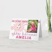 Roze verf plash 3 Foto van de geboorte Kaart van G (Voorkant)