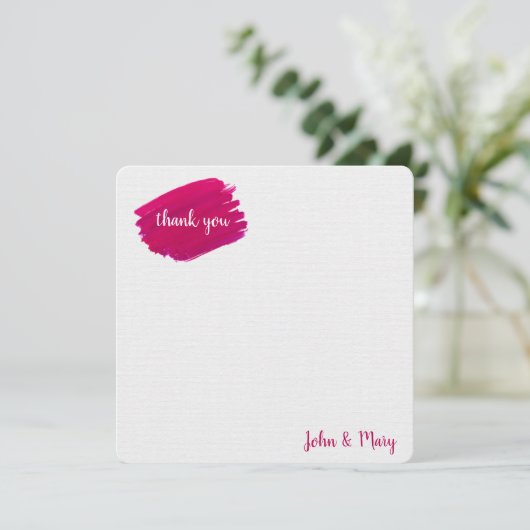 Roze Verf Smear Dank je Kaart (Staand voorkant)