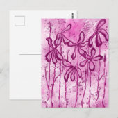 Roze Verf Splatter & Lelies Briefkaart (Voorkant / Achterkant)