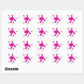 Roze verf splodge ronde sticker (Vel)