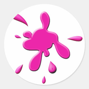 Roze verf splodge ronde sticker