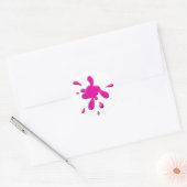 Roze verf splodge ronde sticker (Envelop)