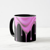 Roze verf tegen een zwarte achtergrond. mok (Voorkant links)