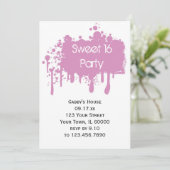 Roze verf zoet 16 Birthday Party Kaart (Staand voorkant)