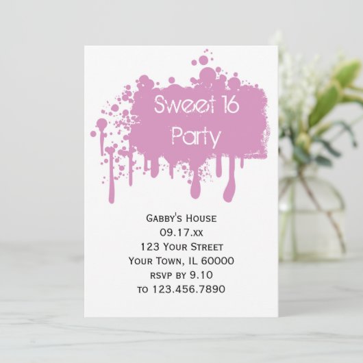 Roze verf zoet 16 Birthday Party Kaart (Staand voorkant)