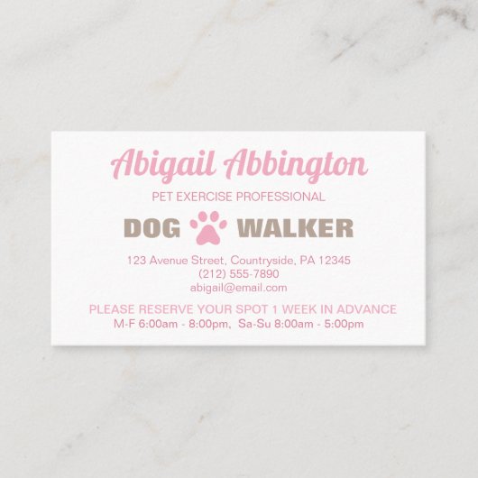 Roze verfafdrukinkt Visitekaartje (Voorkant)