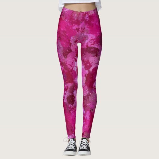 Roze verfbalken leggings (Voorkant)