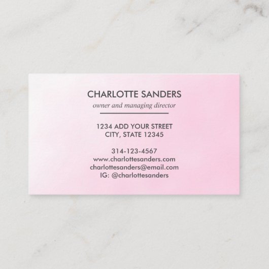 Roze verfgradiënt glitter dripping visitekaartje (Achterkant)
