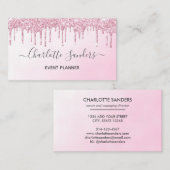 Roze verfgradiënt glitter dripping visitekaartje (Voorkant / Achterkant)