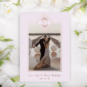 Roze, verfijnde Vlaamse Roche Roos Gold Initialen Folie Uitnodiging