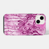 Roze verfspatten & lelies iPhone hoesje (Achterkant horizontaal)