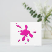 Roze verfsplodge briefkaart (Staand voorkant)