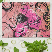 Roze verfvlek Abstracte moderne Floral Theedoek (Gevouwen)