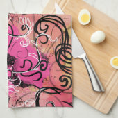 Roze verfvlek Abstracte moderne Floral Theedoek (Quarter Fold)