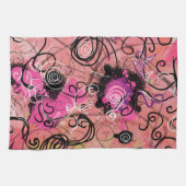 Roze verfvlek Abstracte moderne Floral Theedoek (Horizontaal)